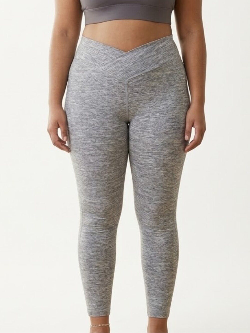 Size XXL - High-Rise Grey V-Front Leggings